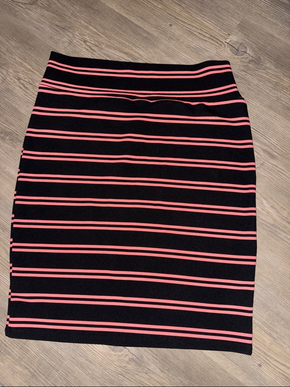 LuLaRoe Black and Pink Striped Pencil Skirt